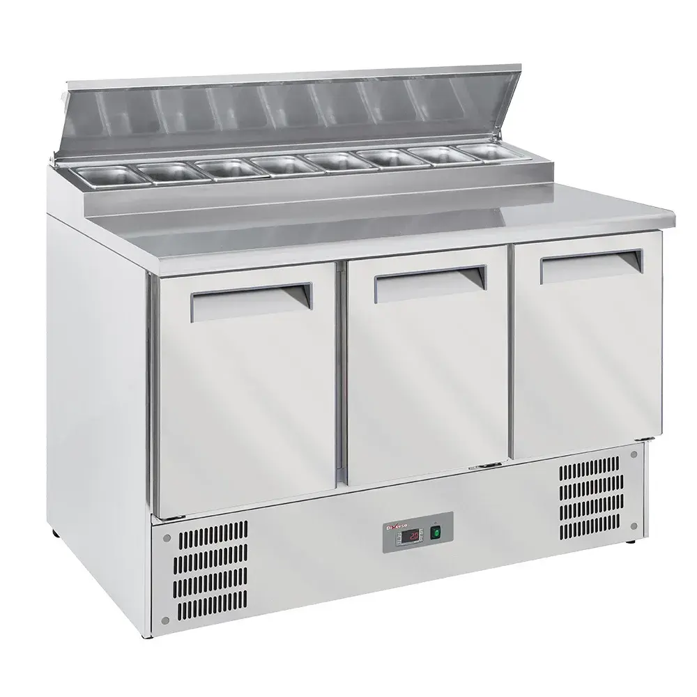 Refrigerated table 3 doors GN 1/1, + refrigerated structure 8x GN1/6-150 mm - Main Image