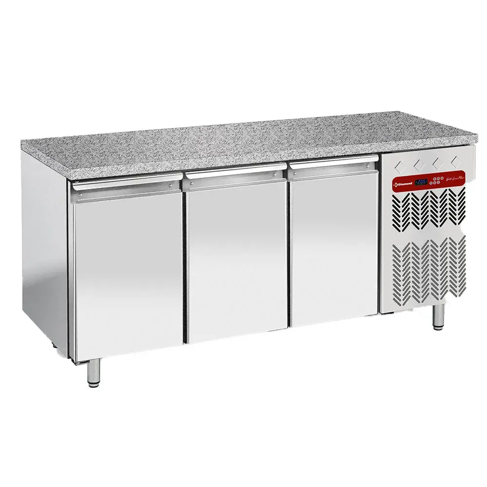 Refrigerated table, ventilated, 3 doors EN 600x400 - Granite Top - Main Image