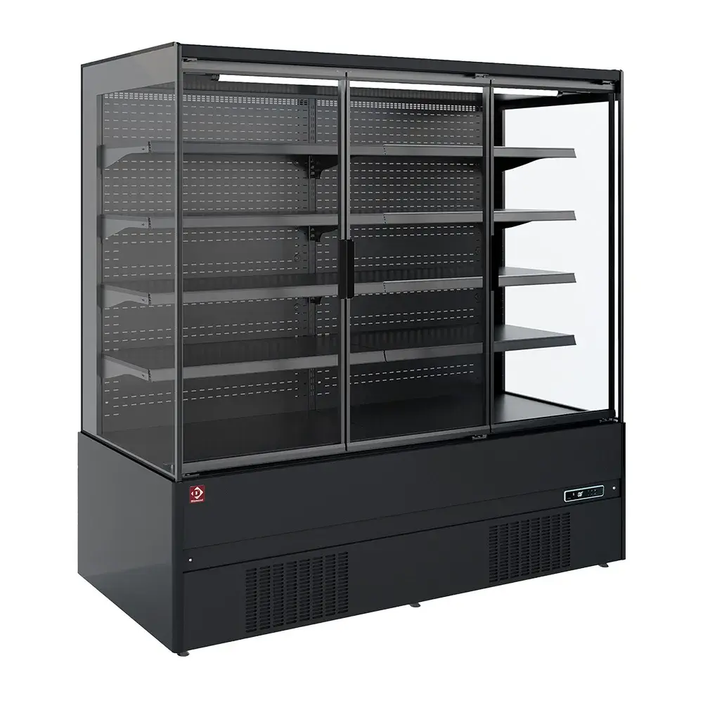 Refrigerated wall element, self-service, swing doors - FULL BLACK - Main Image