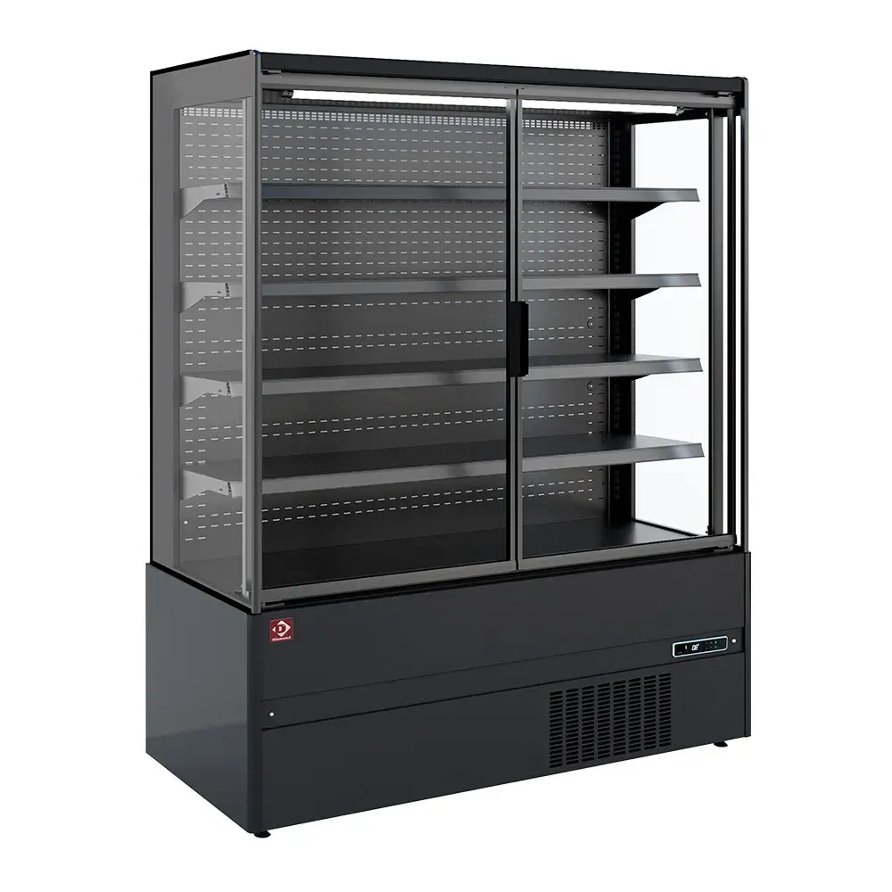 Refrigerated wall element, self-service, swing doors - FULL BLACK - Main Image