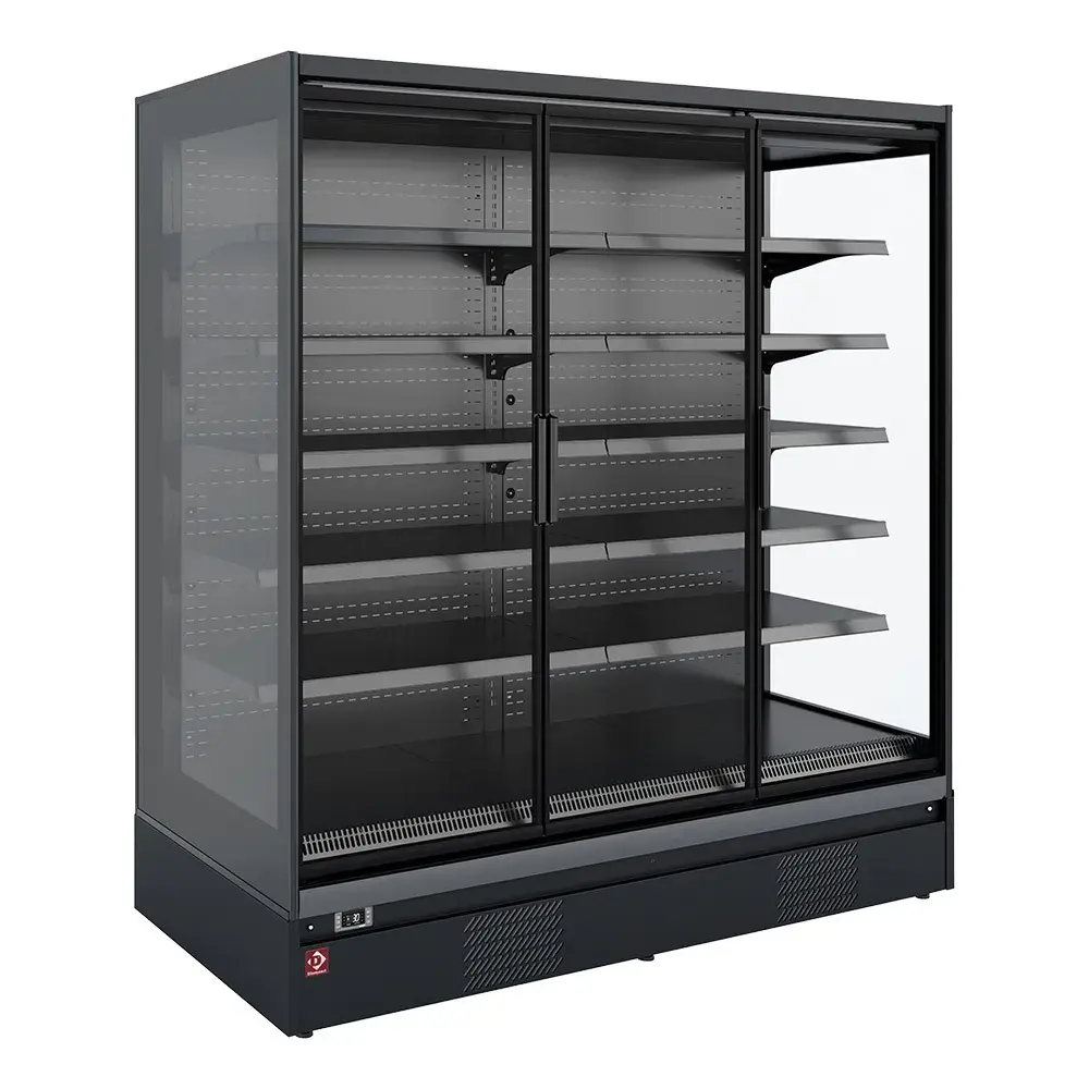 Refrigerated wall element, self-service, swing doors - FULL BLACK - Main Image