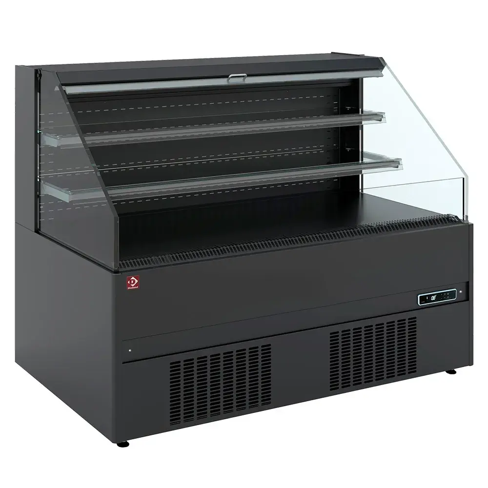 Semi-wall refrigerated unit, self-service, open - FULL BLACK - Main Image