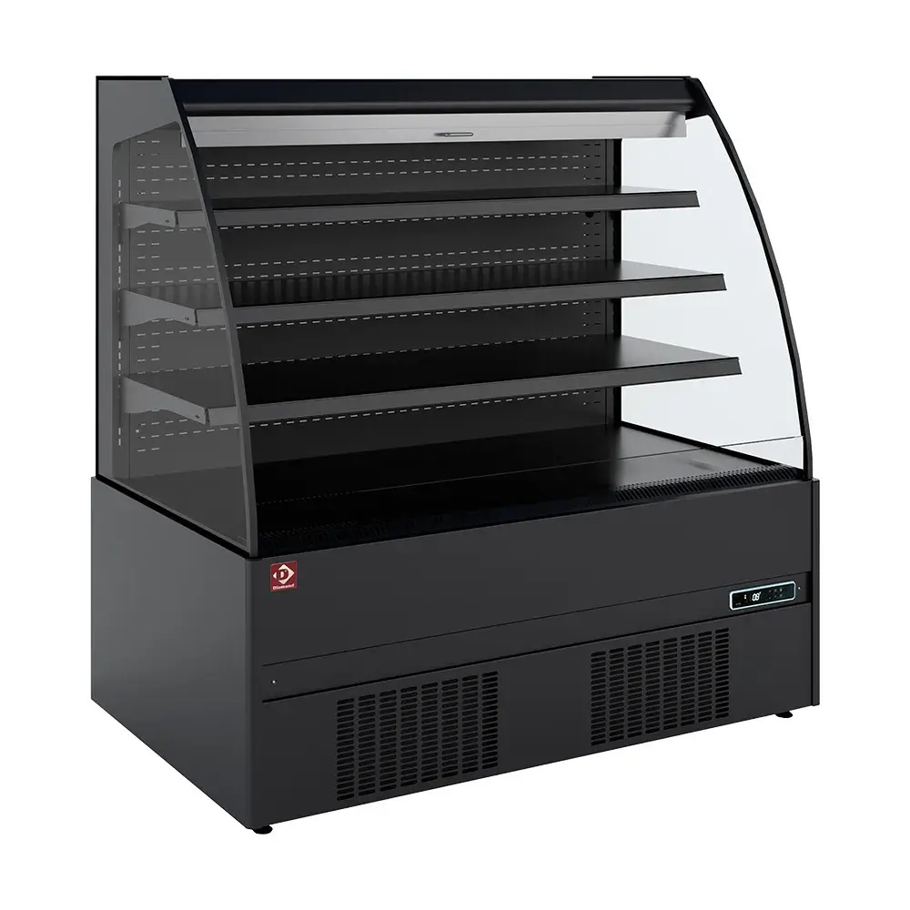 Semi-wall refrigerated unit, self-service, open, with curtain - FULL BLACK - Main Image