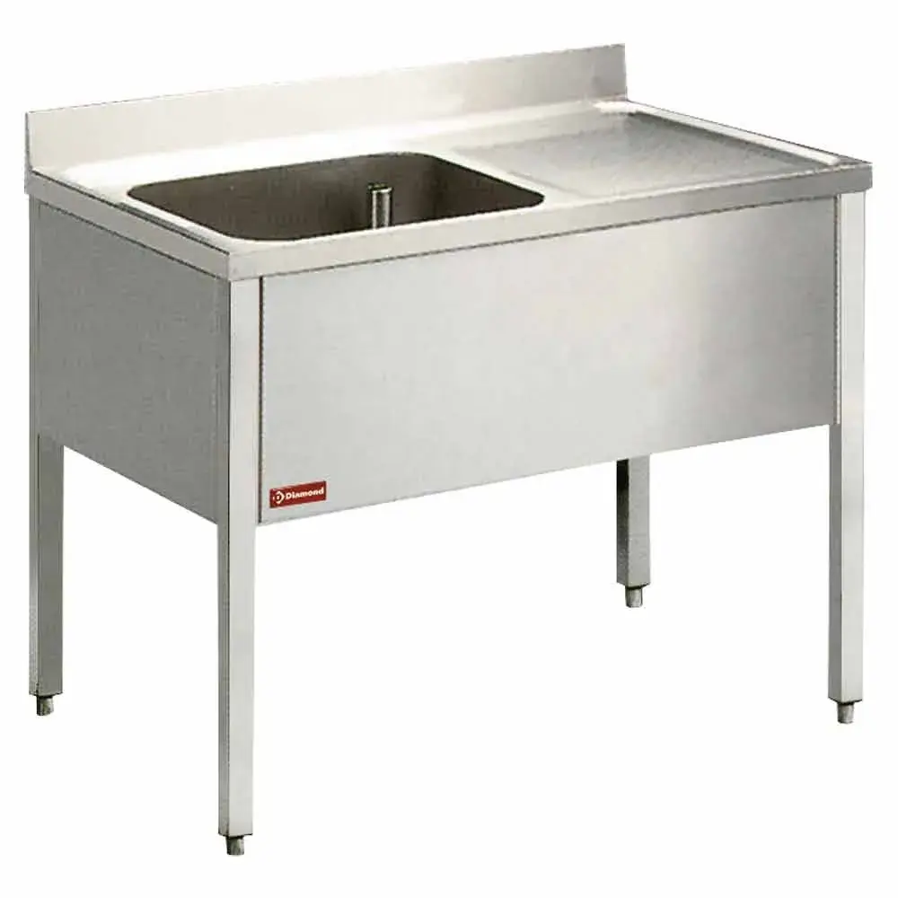 Sink 1 tank and 1 right draining board, with base - Main Image