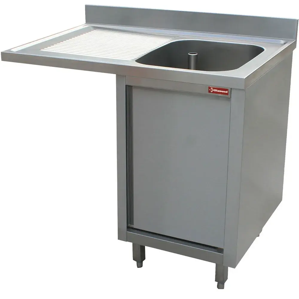 Sink 1 tank, left draining board, on cupboard 1 swinging door and space for dishwasher - Main Image