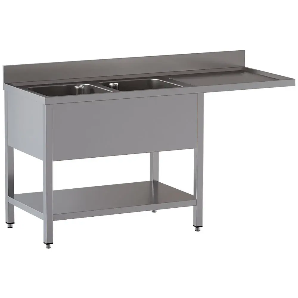 Sink 2 tanks and 1 right-hand drain surface, undershelf and dishwasher space - Main Image