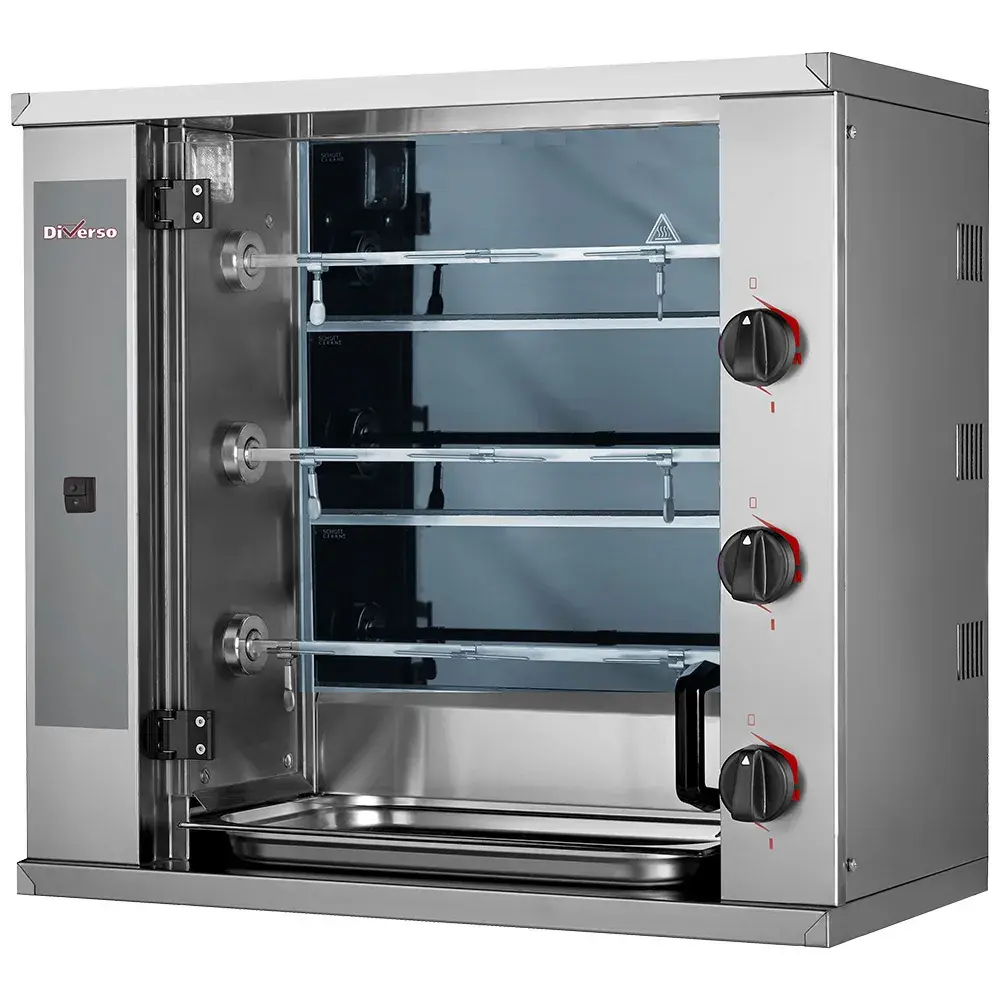 SMALL Vitroceramic chicken roaster, 3 spits (9 chicken) - Main Image