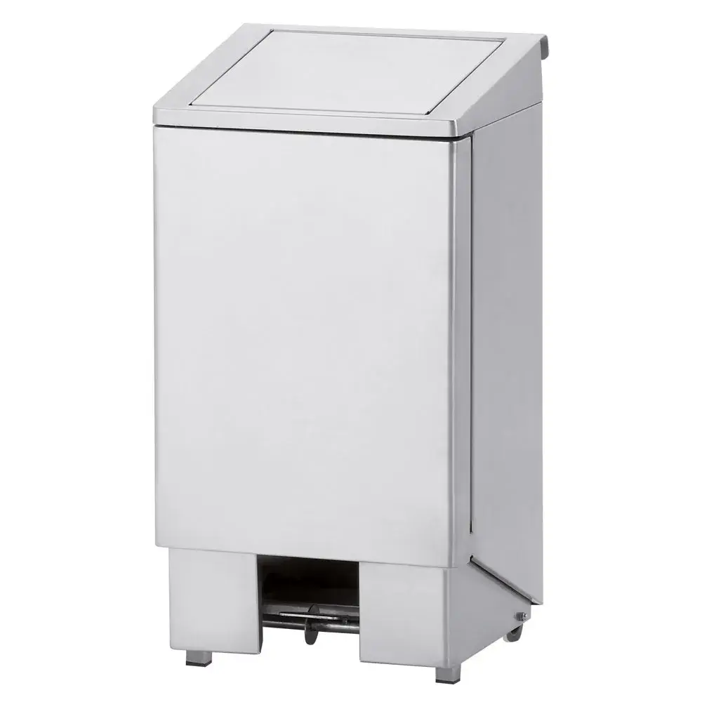 Stainless steel bin with pedal, lid with actuator, 120 liters - Main Image