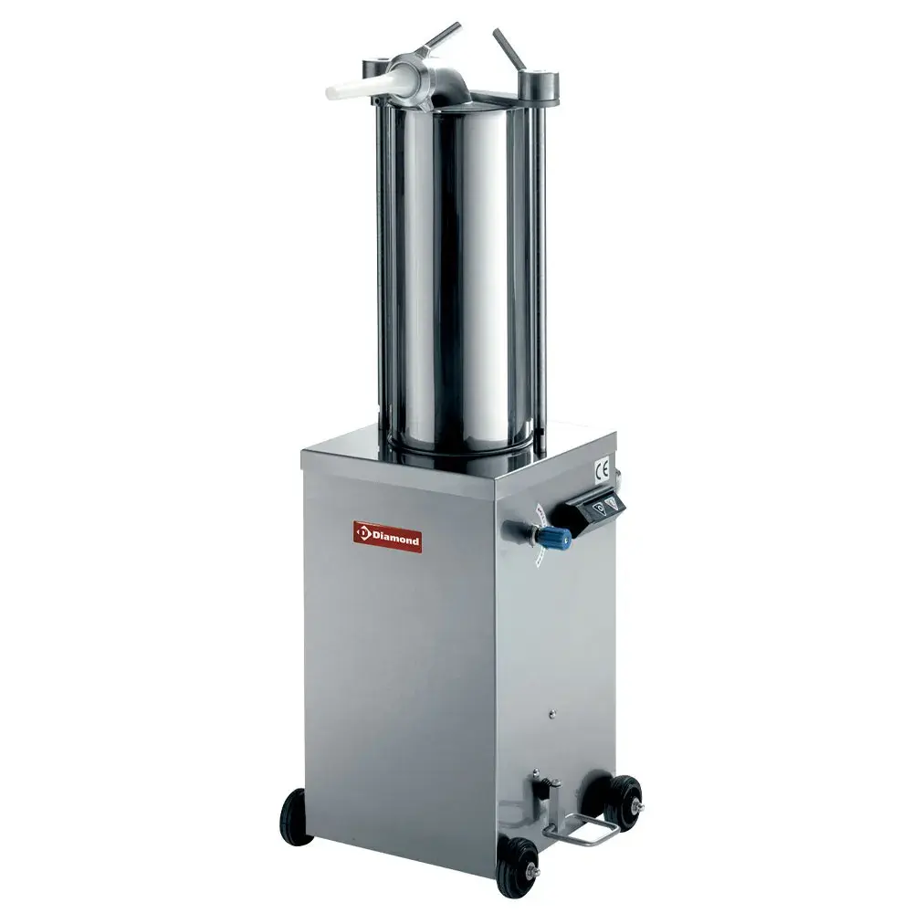Stainless steel hydraulic vertical sausage filler, 15 liters on wheels - Main Image