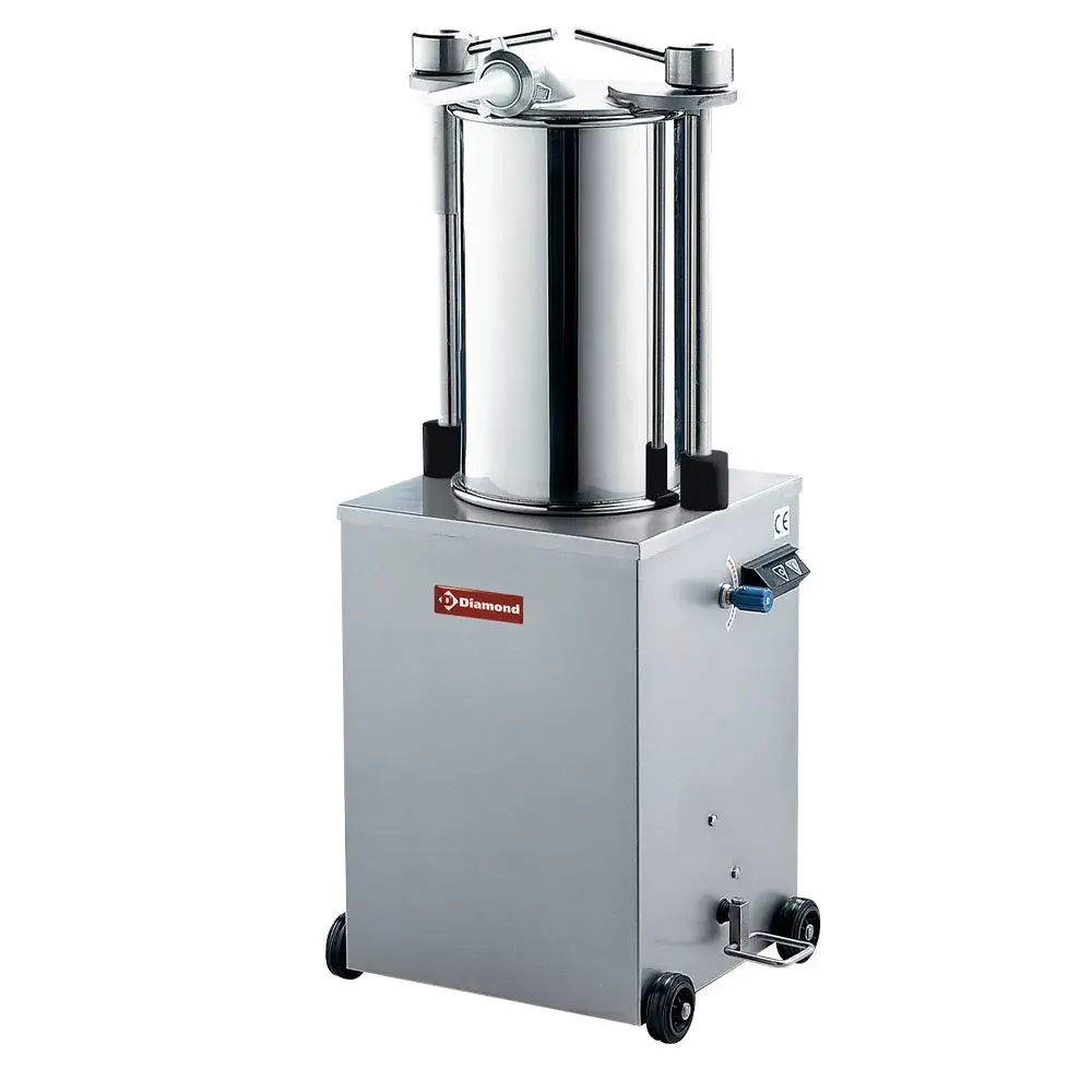 Stainless steel hydraulic vertical sausage filler, 25 liters on wheels - Main Image