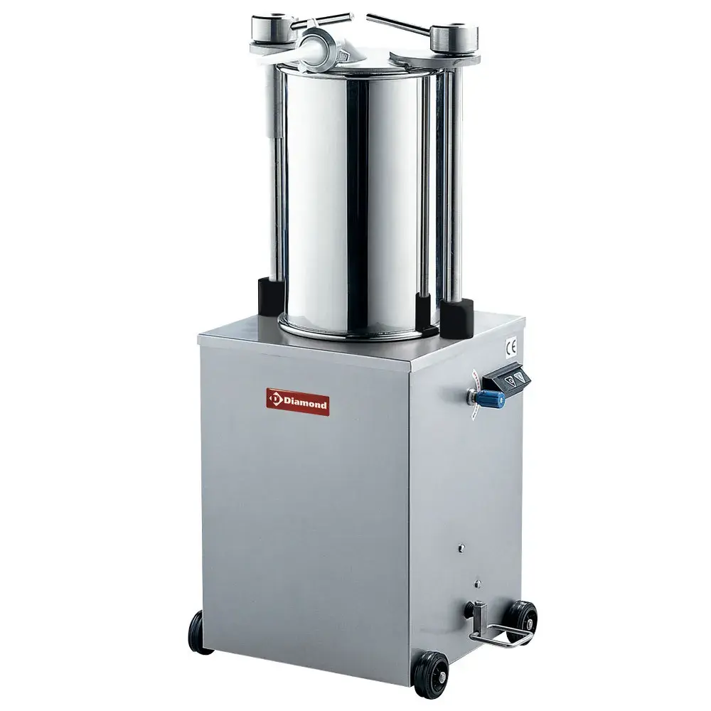 Stainless steel hydraulic vertical sausage filler, 35 liters with wheels - Main Image