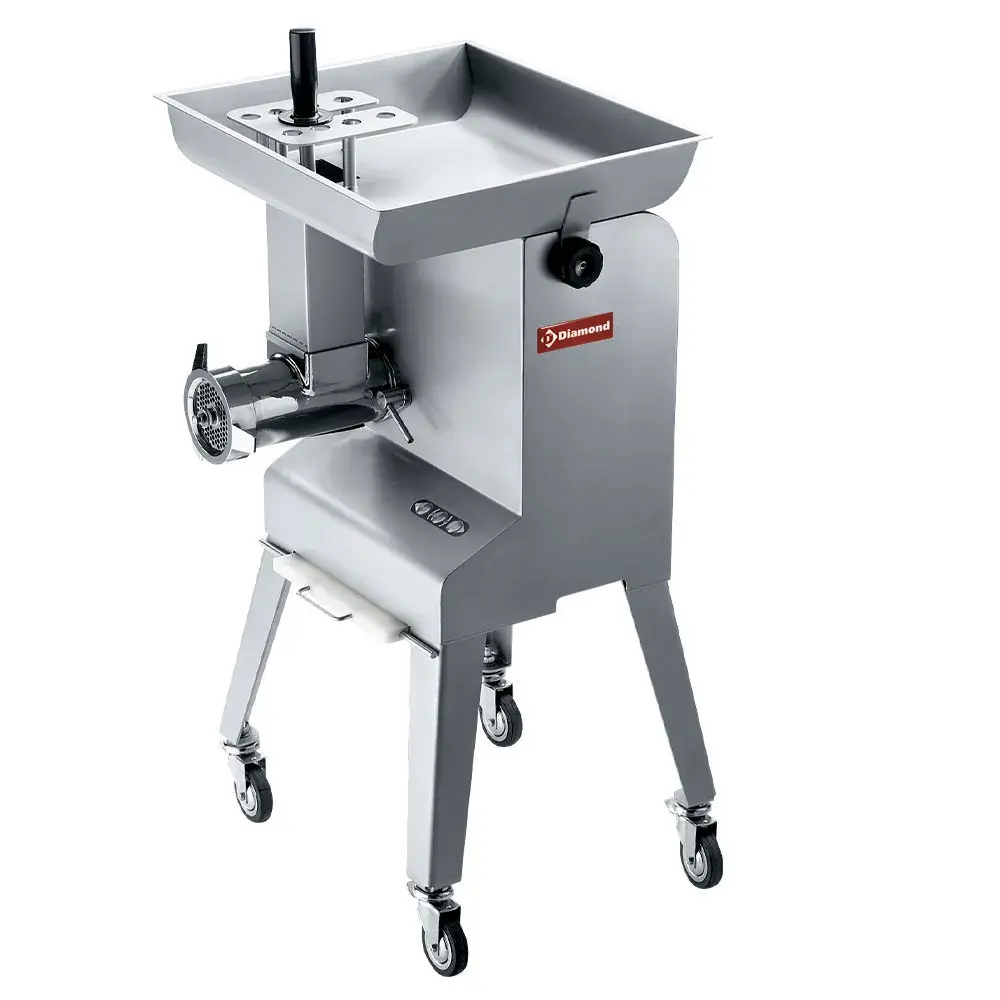 Stainless steel meat mincer N° 32, Ø 6 mm, 600 kg/h, with stand with wheels - Main Image