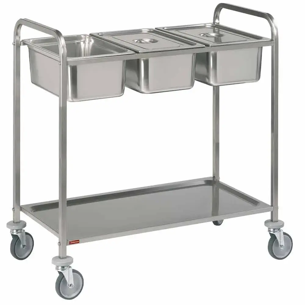 Stainless steel serving trolley, 3x GN 1/1 + 1 level - Main Image