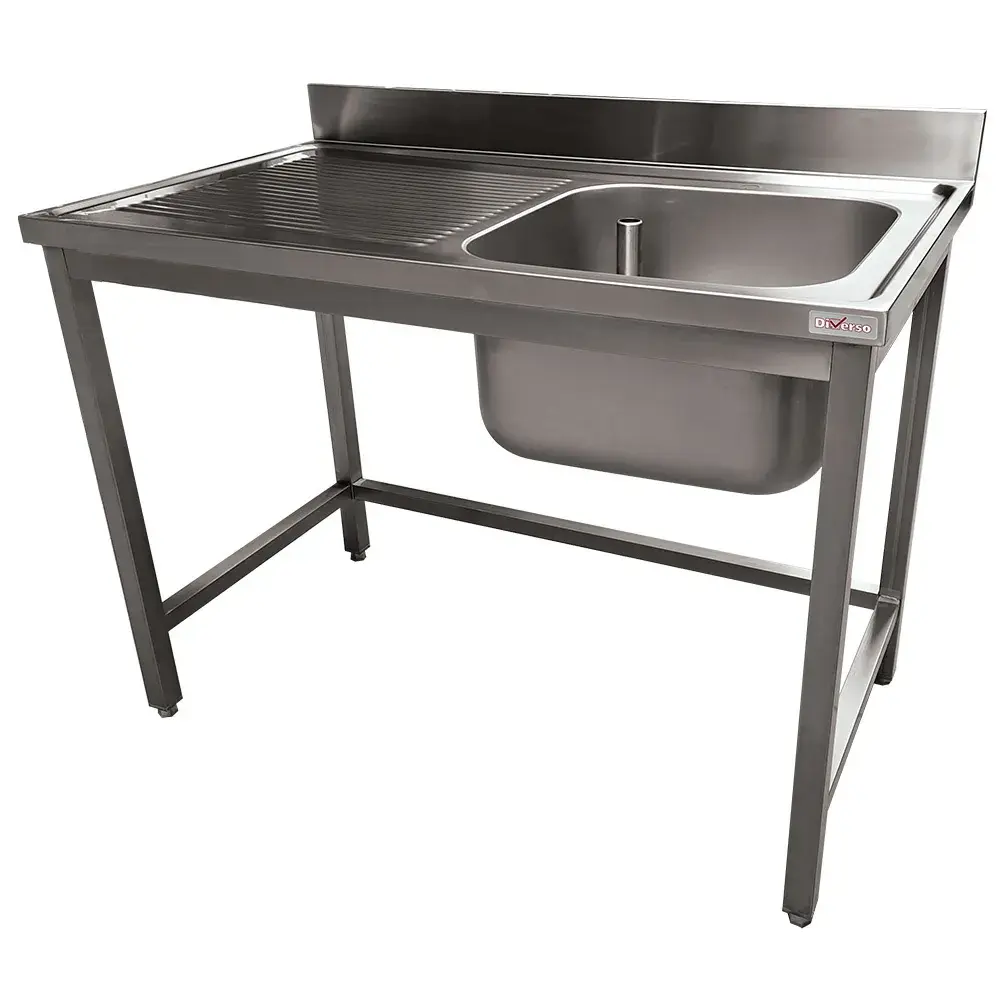 Stainless steel sink ECO 1 tank and 1 left drain surface, without lower shelf - Main Image