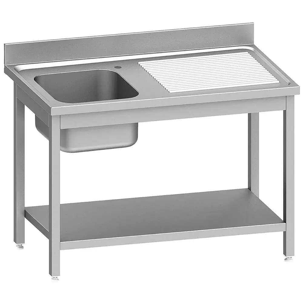 Stainless steel sink ECO 1 tank and 1 right drain surface, with lower shelf - Main Image