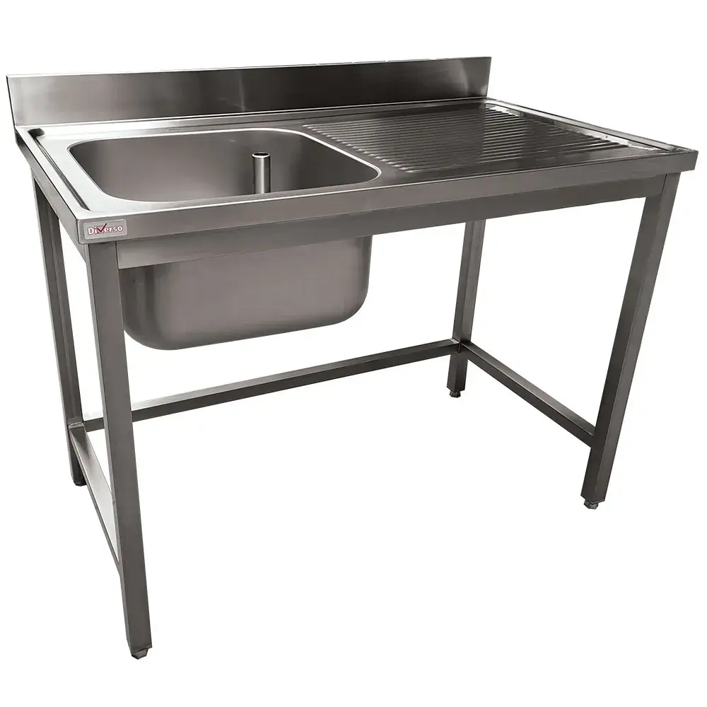 Stainless steel sink ECO 1 tank and 1 right drain surface, without lower shelf - Main Image