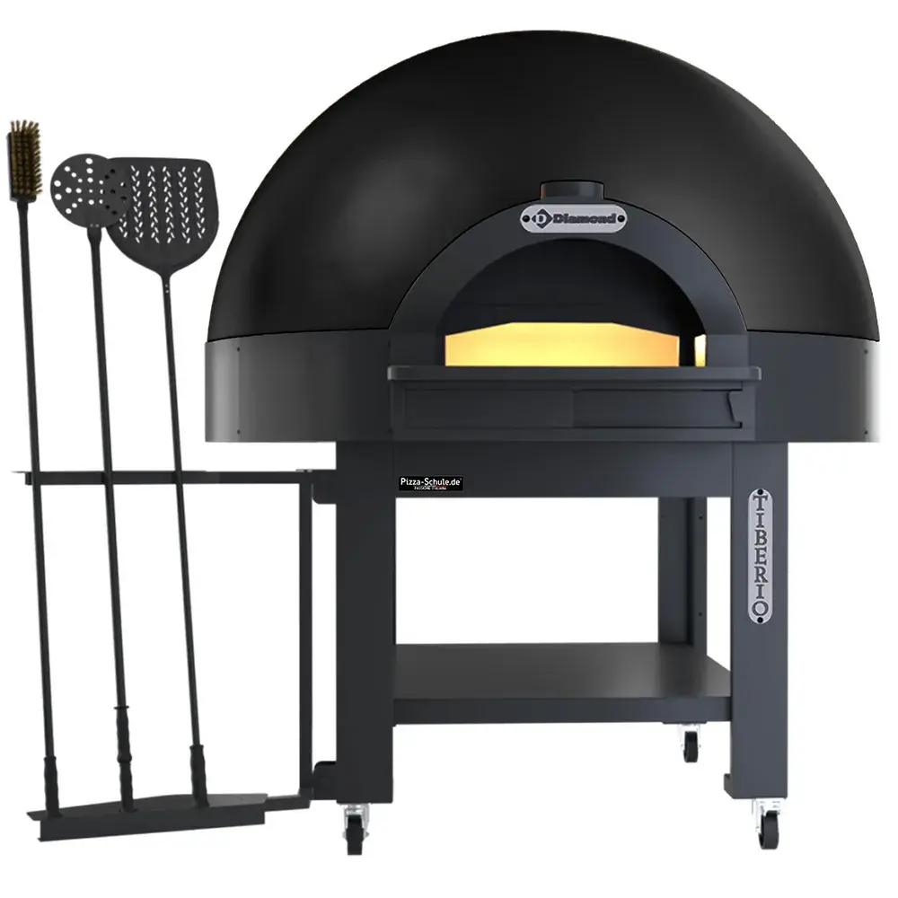 Static dome oven, fixed deck, 6 pizzas (Ø 33) with wheeled stand - BLACK - Main Image