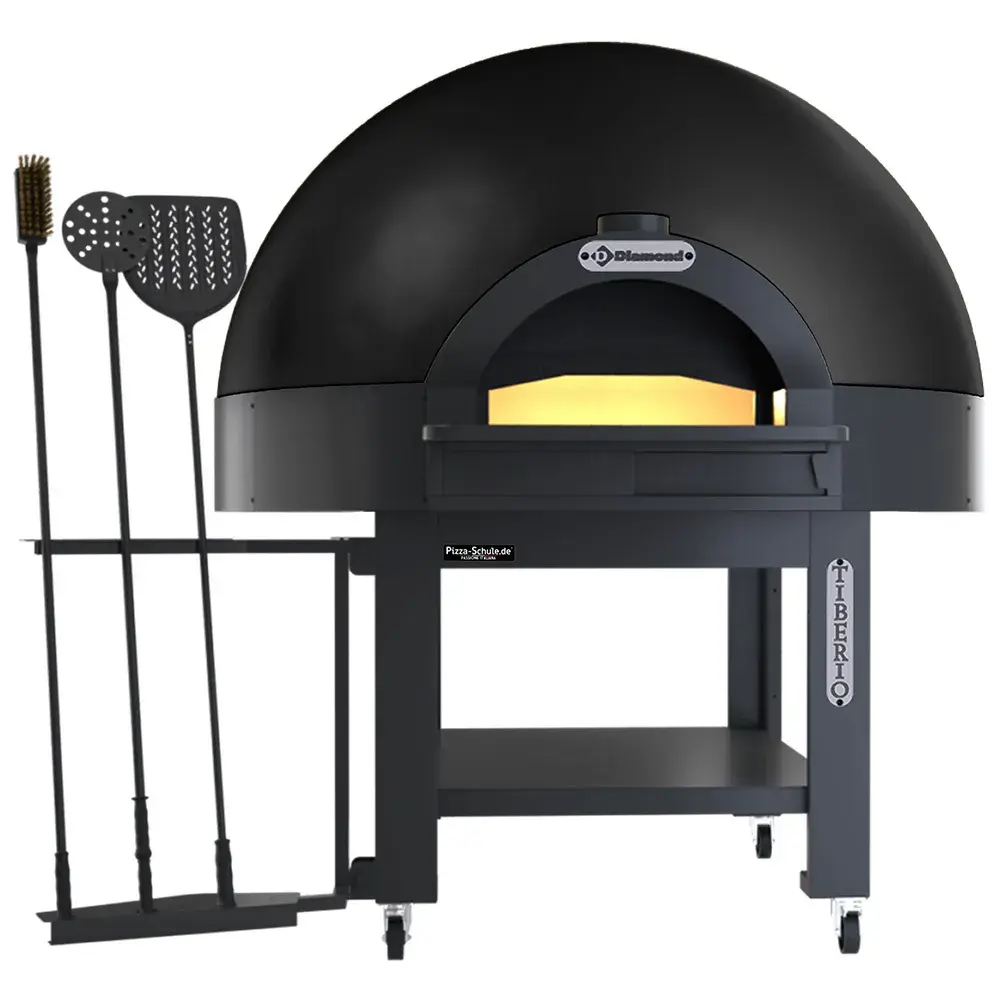 Static dome oven, fixed deck, 9 pizzas (Ø 33) with wheeled stand - BLACK - Main Image