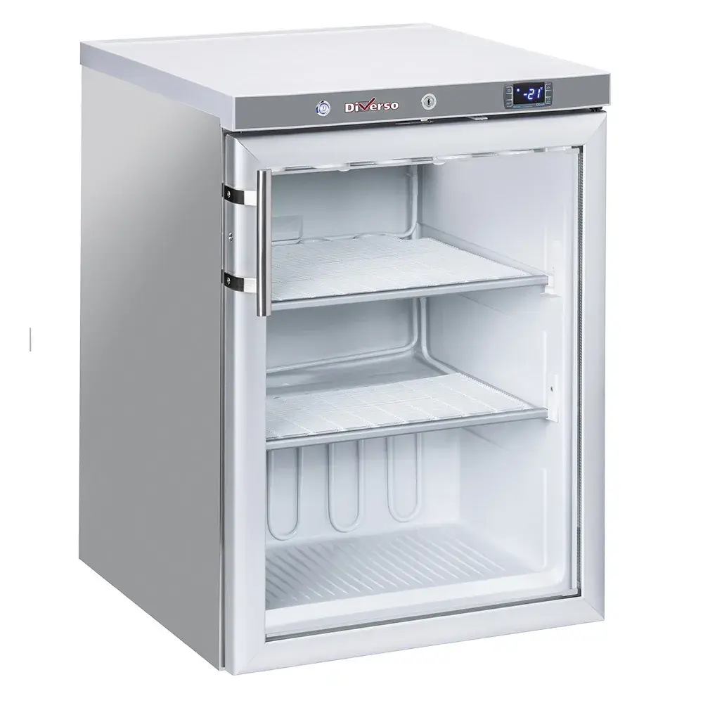 Static freezer, glass door, 200 liters - stainless steel - Main Image