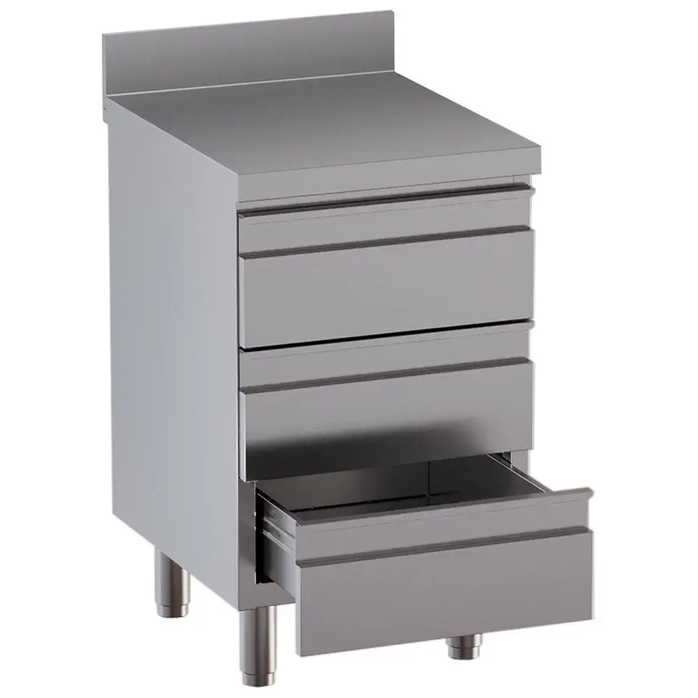 Table on cupboard with 3 drawers, with rear backsplash - Main Image