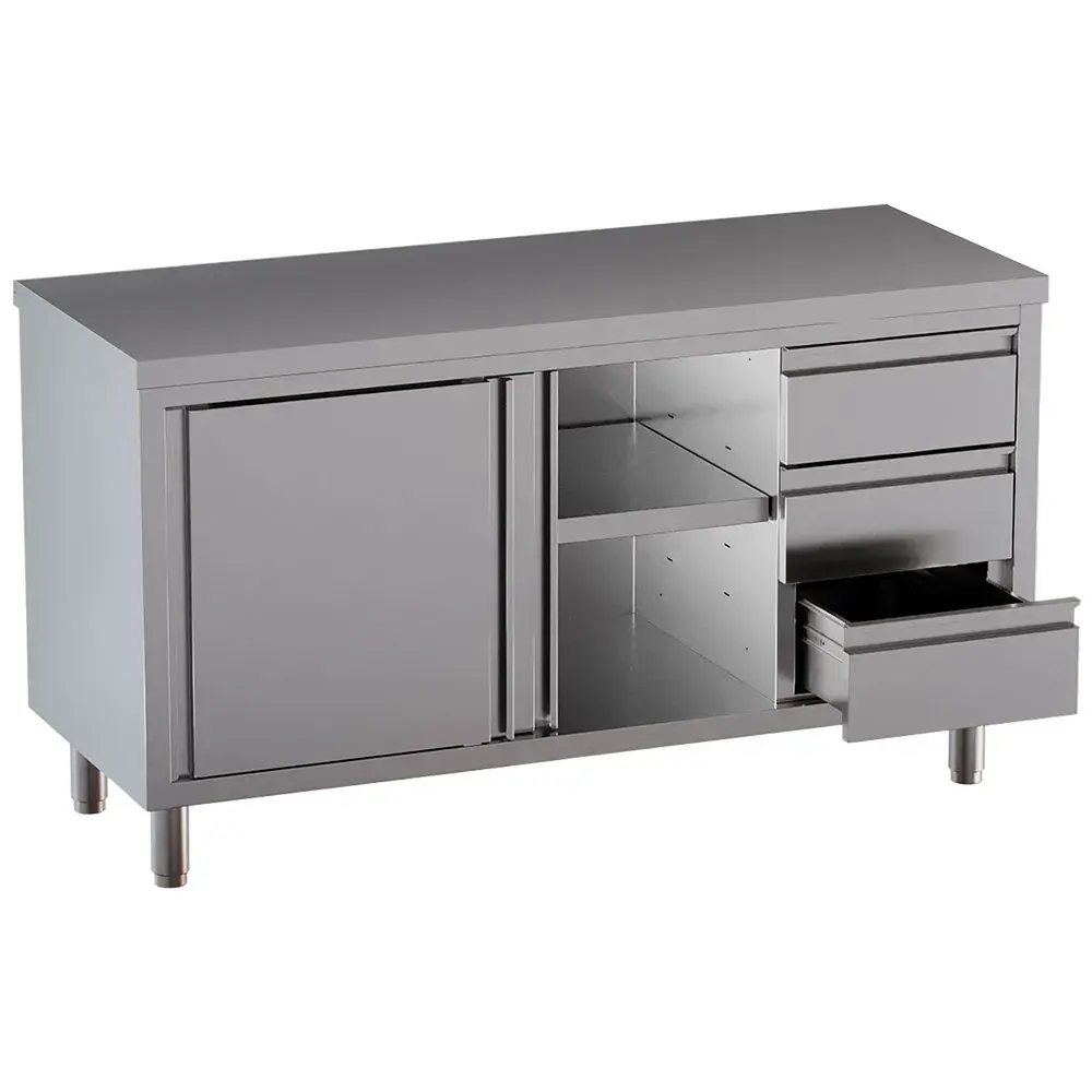 Table on neutral cabinet with 3 drawers on the right - Main Image