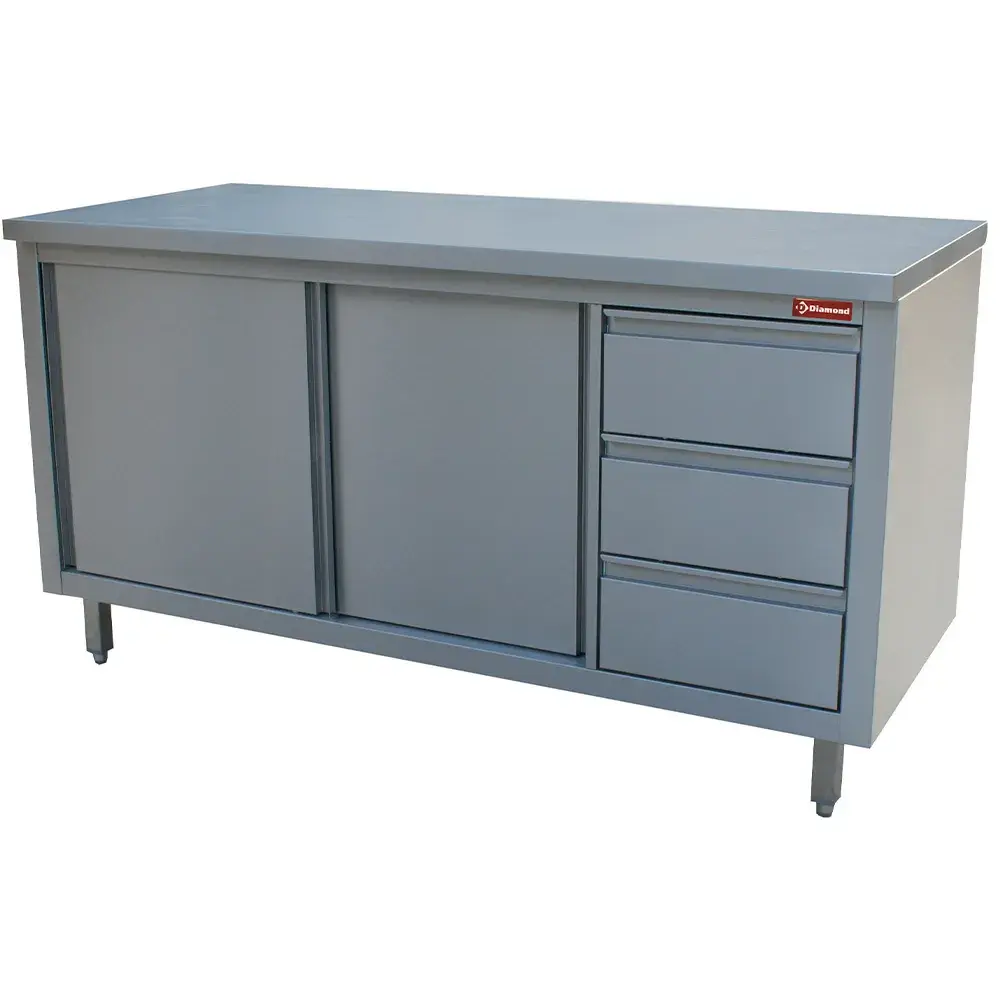 Table on neutral cupboard and 3 drawers on the right - Main Image