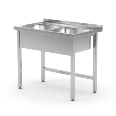 Tafel met 2 spoelbakken – gelast - Main Image