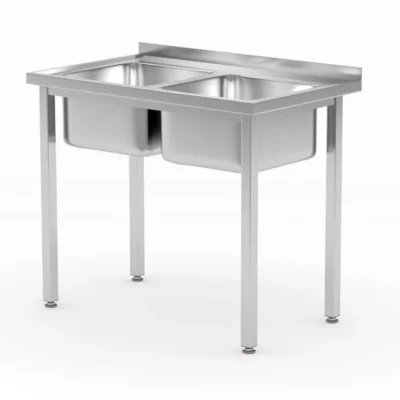 Tafel met 2 spoelbakken – met bouten - Main Image