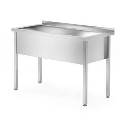 Tafel met enkele wasbak – gelast, diepte 700 mm, kamerhoogte 300 mm - Main Image