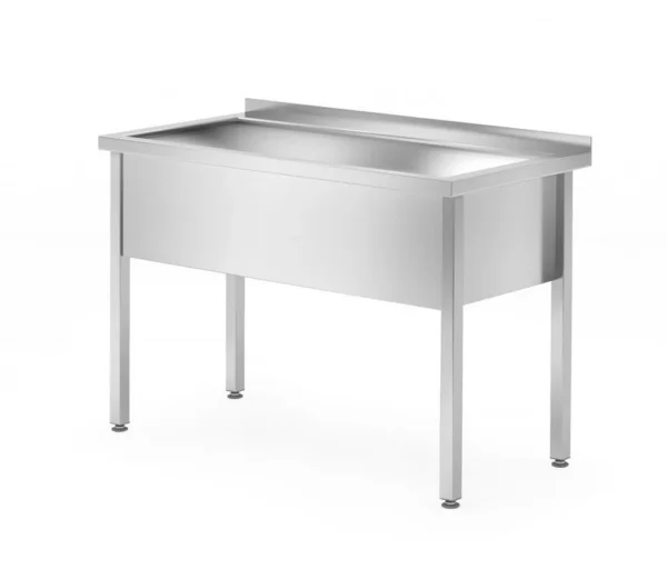 Tafel met enkele wasbak – gelast, diepte 700 mm, kamerhoogte 300 mm