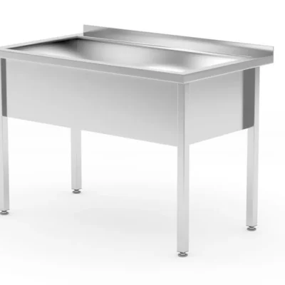 Tafel met enkele wasbak – gelast, diepte 700 mm, kamerhoogte 300 mm - Main Image