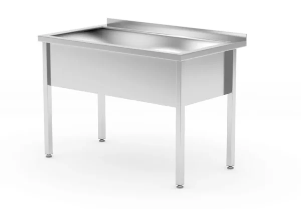 Tafel met enkele wasbak – gelast, diepte 700 mm, kamerhoogte 300 mm