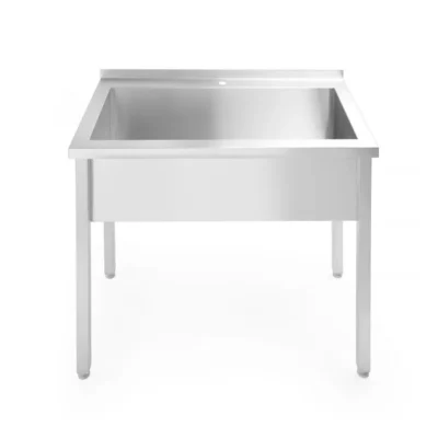 Tafel met enkele wasbak, zonder spatrand - geschroefd, diepte 600 mm - Main Image