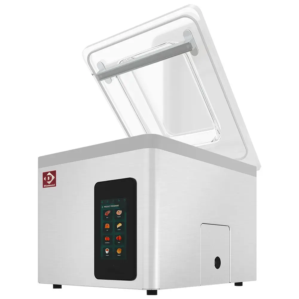 Vacuum machine, stainless steel tank 370x350xh150 mm. 16 m3/h TOUCH screen - Main Image