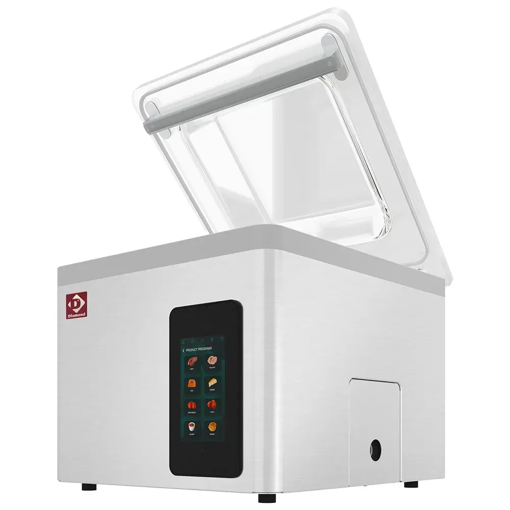 Vacuum machine, stainless steel tank 370x420xh180 mm. 21 m3/h TOUCH screen - Main Image
