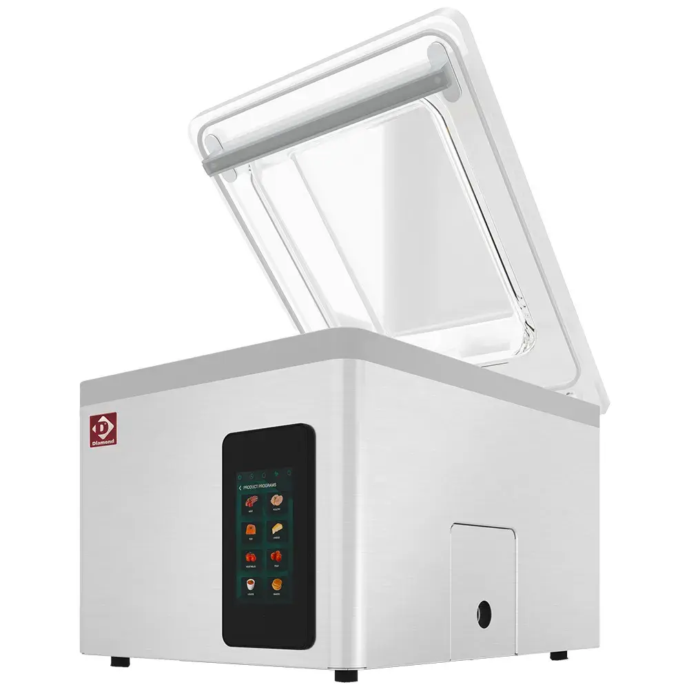 Vacuum machine, stainless steel tank 460x420xh180 mm. 21 m3/h TOUCH screen - Main Image