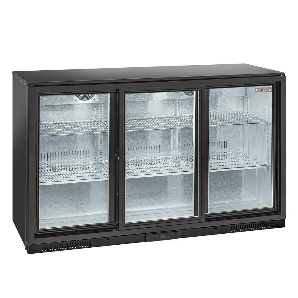 Ventilated "back bar" bottle cooler, 3 sliding glass doors - Main Image