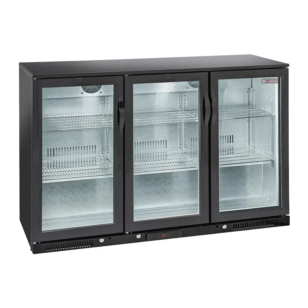 Ventilated "back bar" bottle cooler, 3 swing glass doors - Main Image