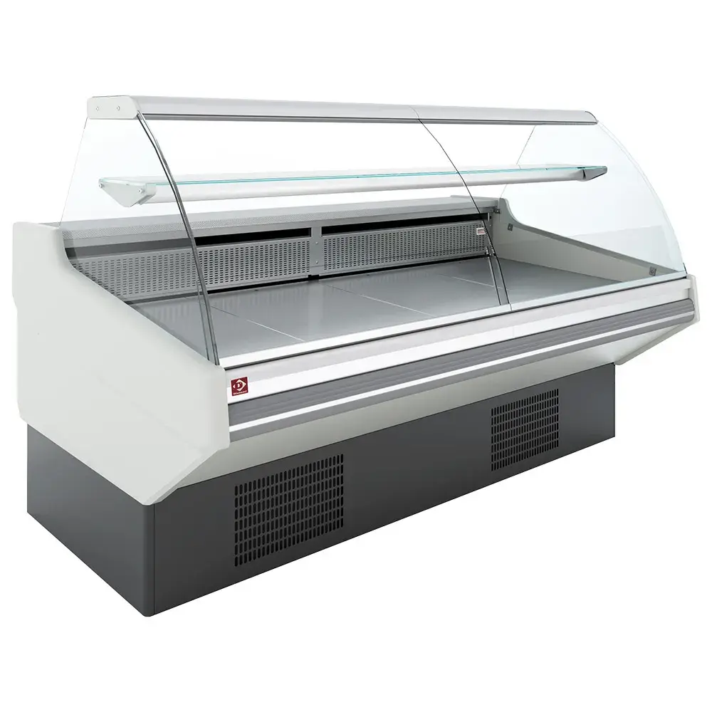 Ventilated counter, with storage, curved glass - WHITE front - Main Image