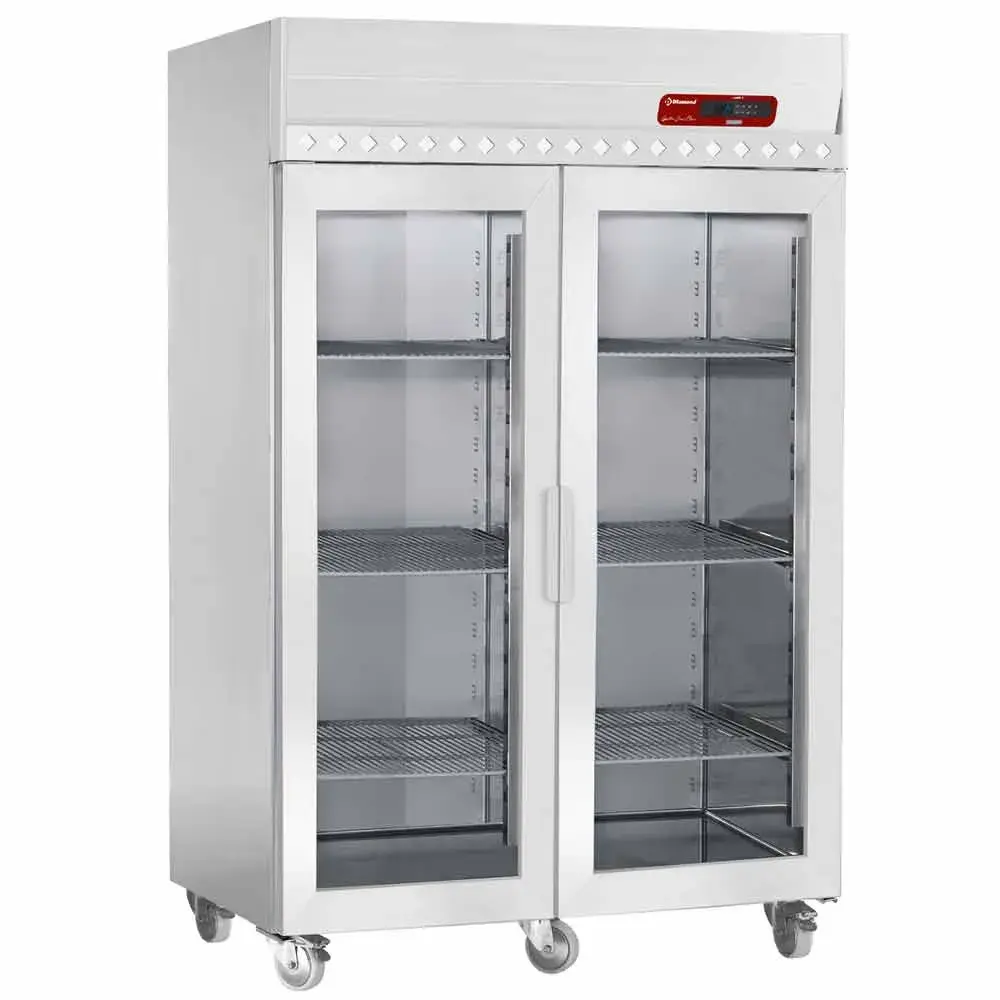 Ventilated freezer 1400 liters, 2 glass doors GN 2/1, on wheels - Main Image
