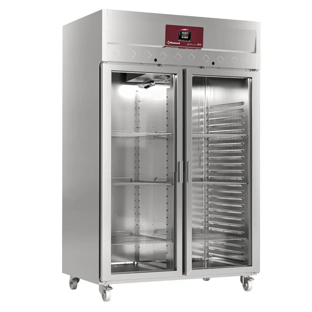 Ventilated freezer 1400 liters, 2 glass doors GN 2/1, on wheels - Main Image