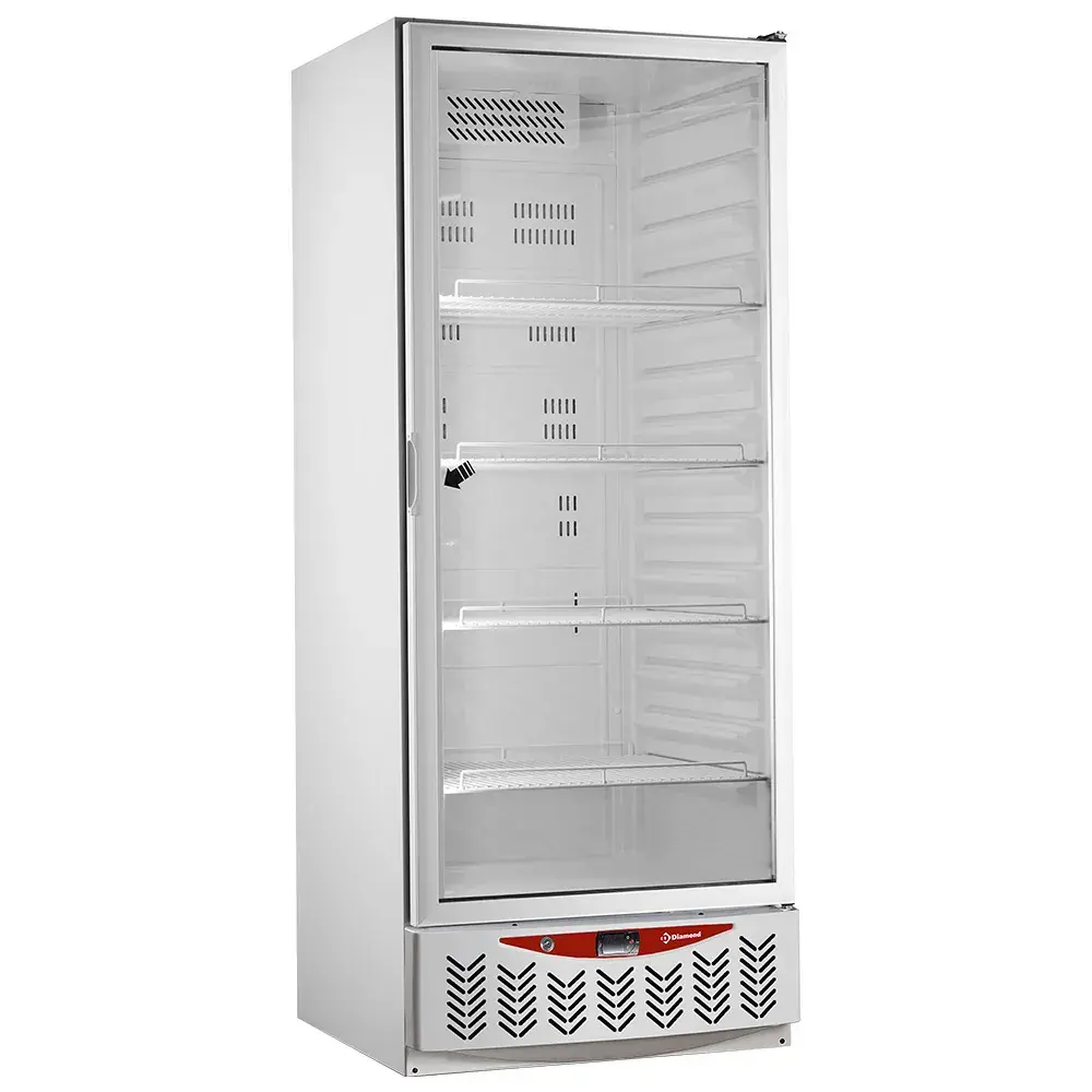Ventilated fridge, glass door, 525 liters, GN2/1+600x400, white - Main Image