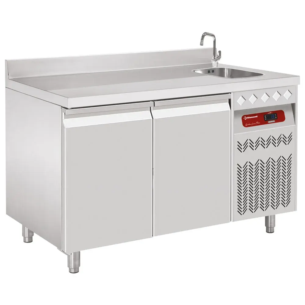 Ventilated "mural" cooling table, 2 doors GN 1/1, 260 Lit. with sink - Main Image