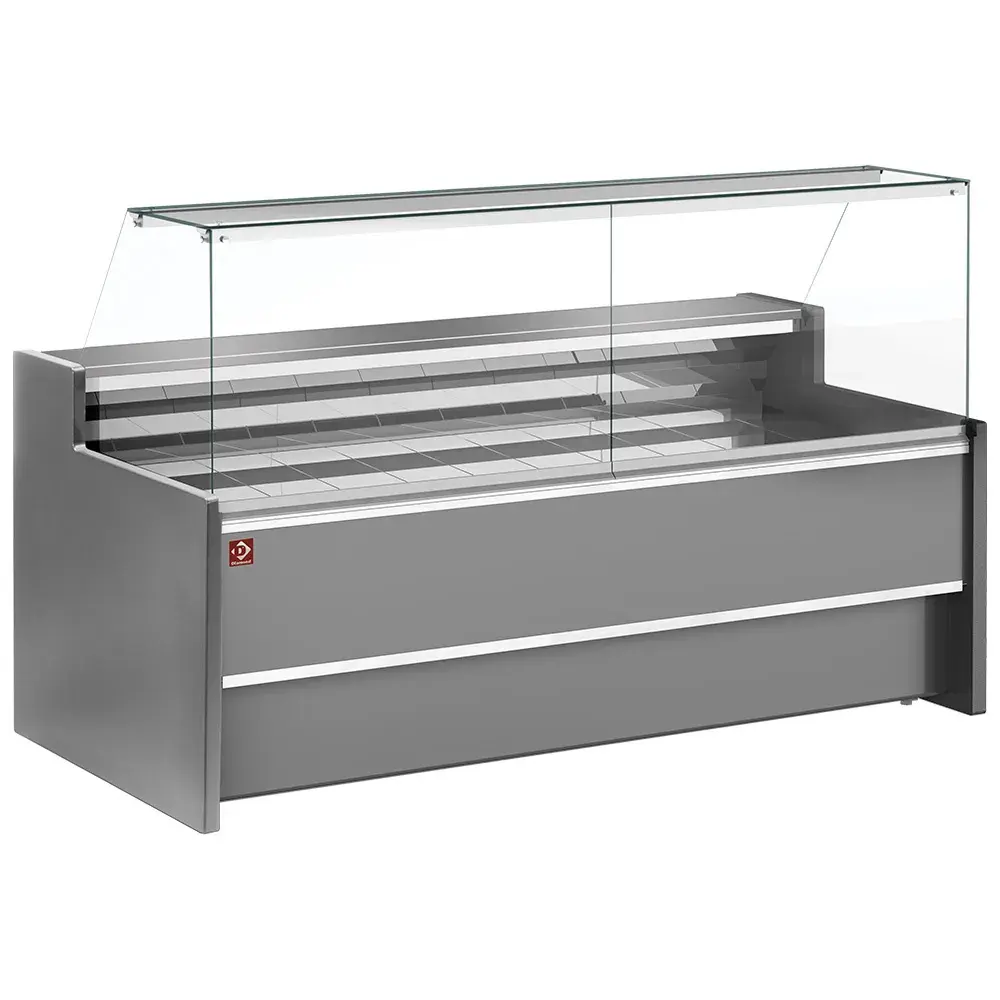 Ventilated refrigerated counter display with straight glass panel 90° with storeroom - GREY - Main Image