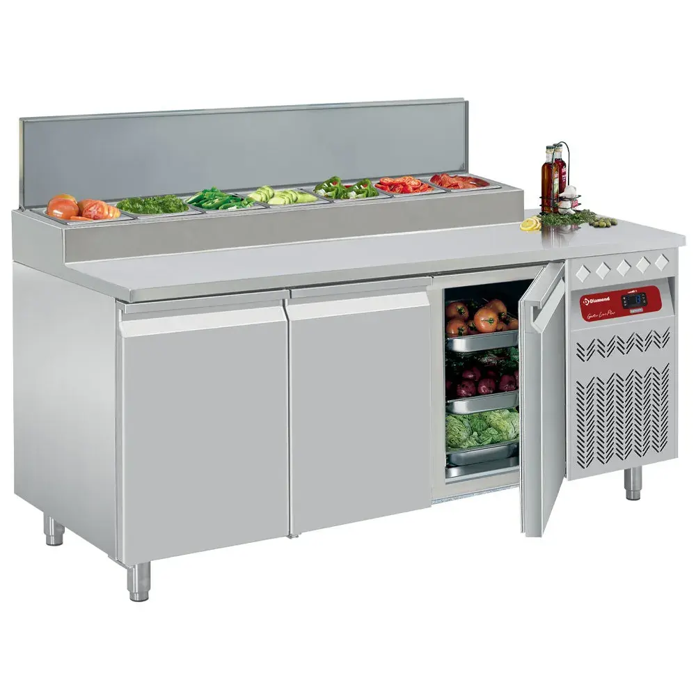 Ventilated refrigerated table, 3 doors GN 1/1, 405 Lit.& refrigerated structure 7x GN1/6 - Main Image