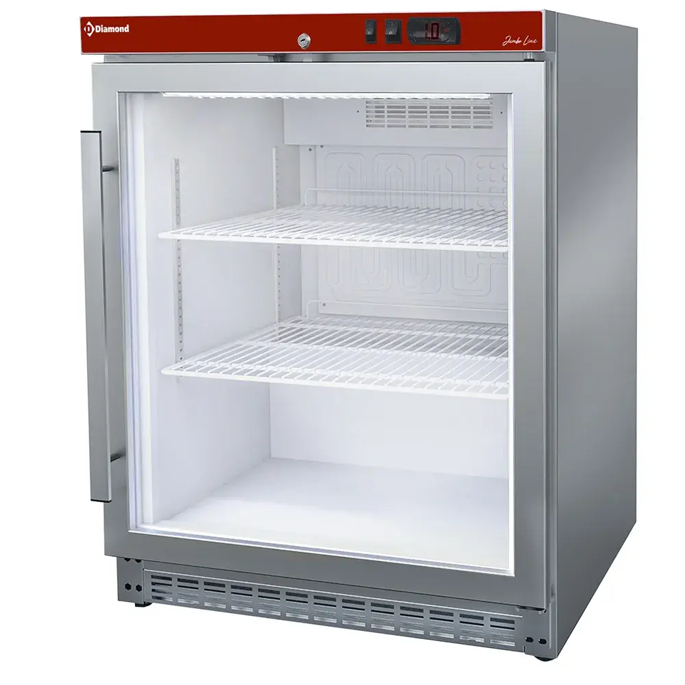 Ventilated refrigerator, glass door, 150 liters. stainless steel - Main Image