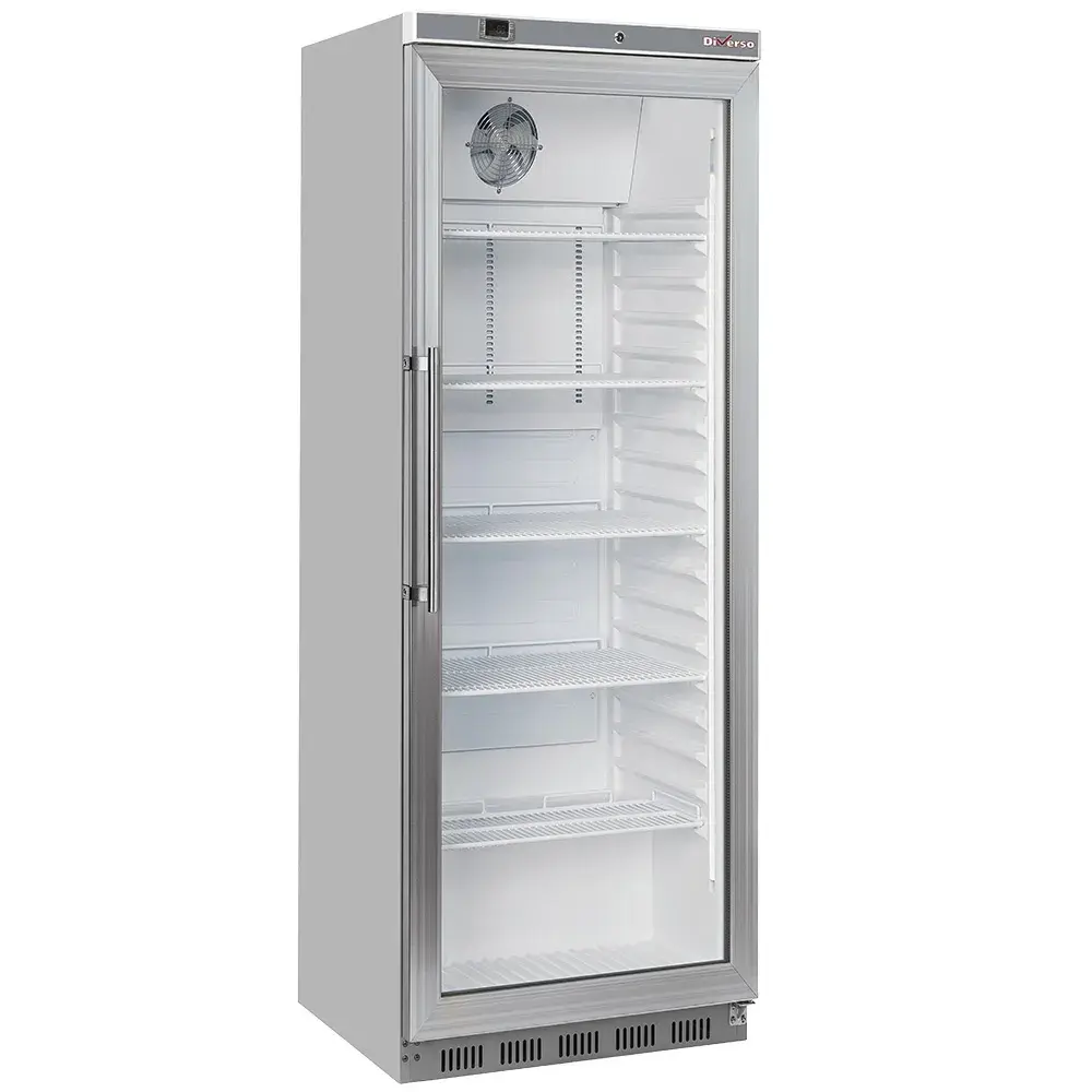 Ventilated refrigerator, glass door, 400 liters. stainless steel - Main Image