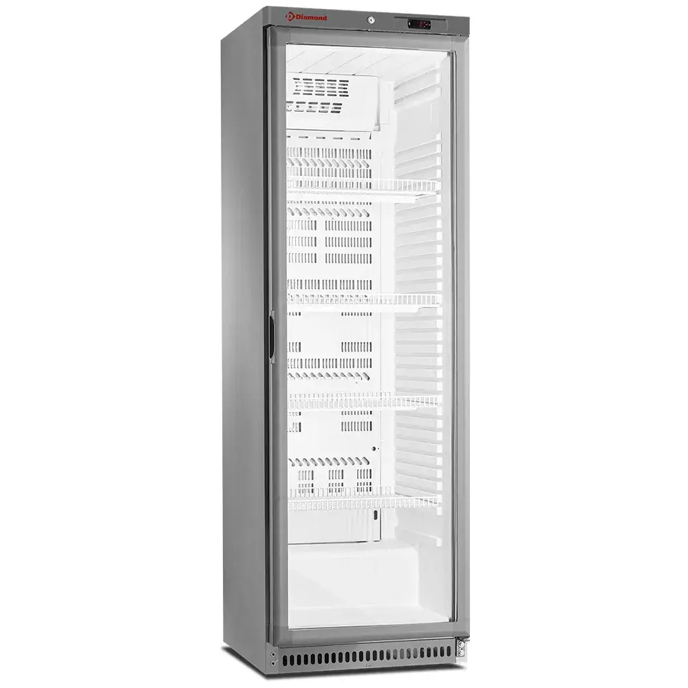 Ventilated refrigerator, glass door, 400 liters. stainless steel - Main Image