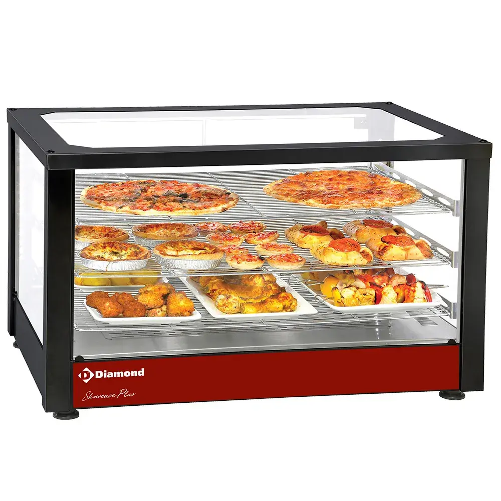 Ventilated warming display, 3 levels, panoramic (Black) - Main Image