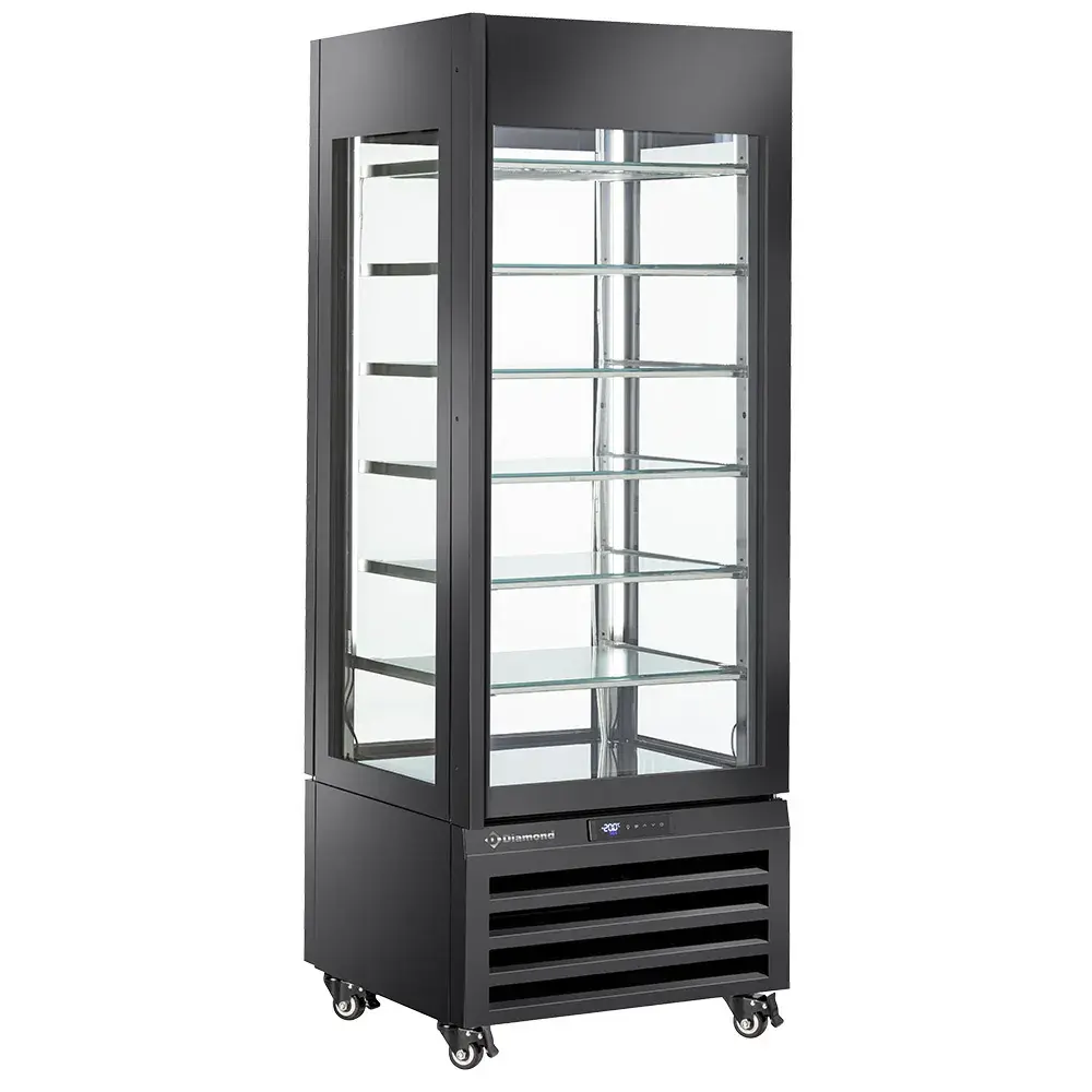 Vitrine "FULL glazed" 440 Lt., 6 glass levels, static - ICE CREAM - BLACK